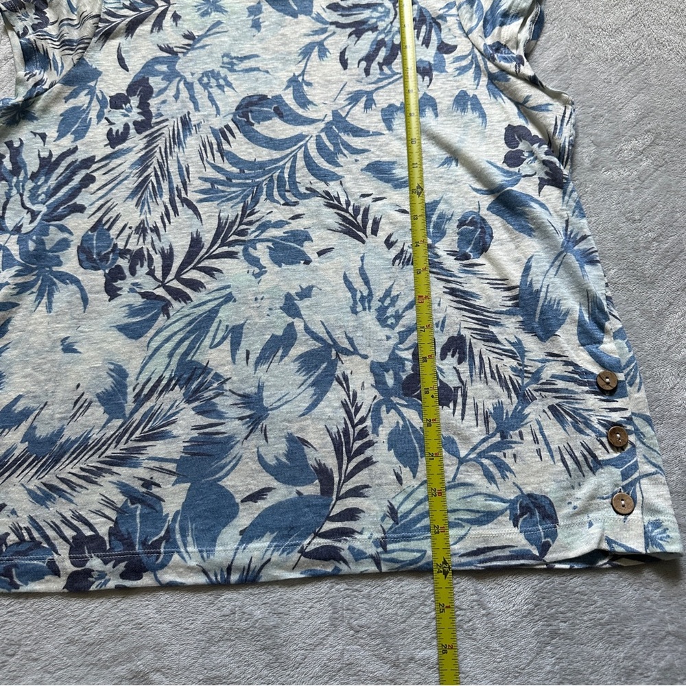 C&C California 100%‎ Linen Floral Top Blue/White Size M - Picture 6 of 6